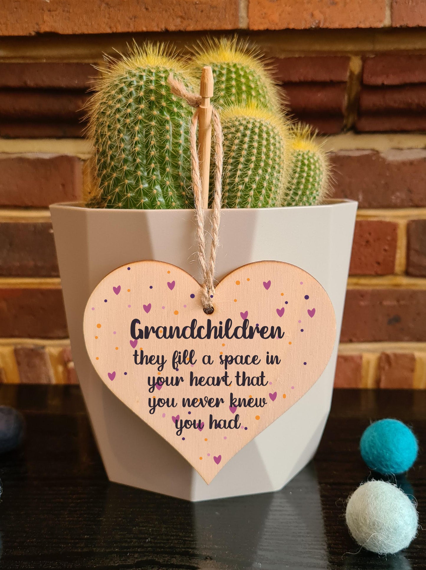 Handmade Wooden Hanging Heart Plaque Gift Grandchildren Fill Heart Wall Hanger Grandparents Family Thoughtful Wall Hanger