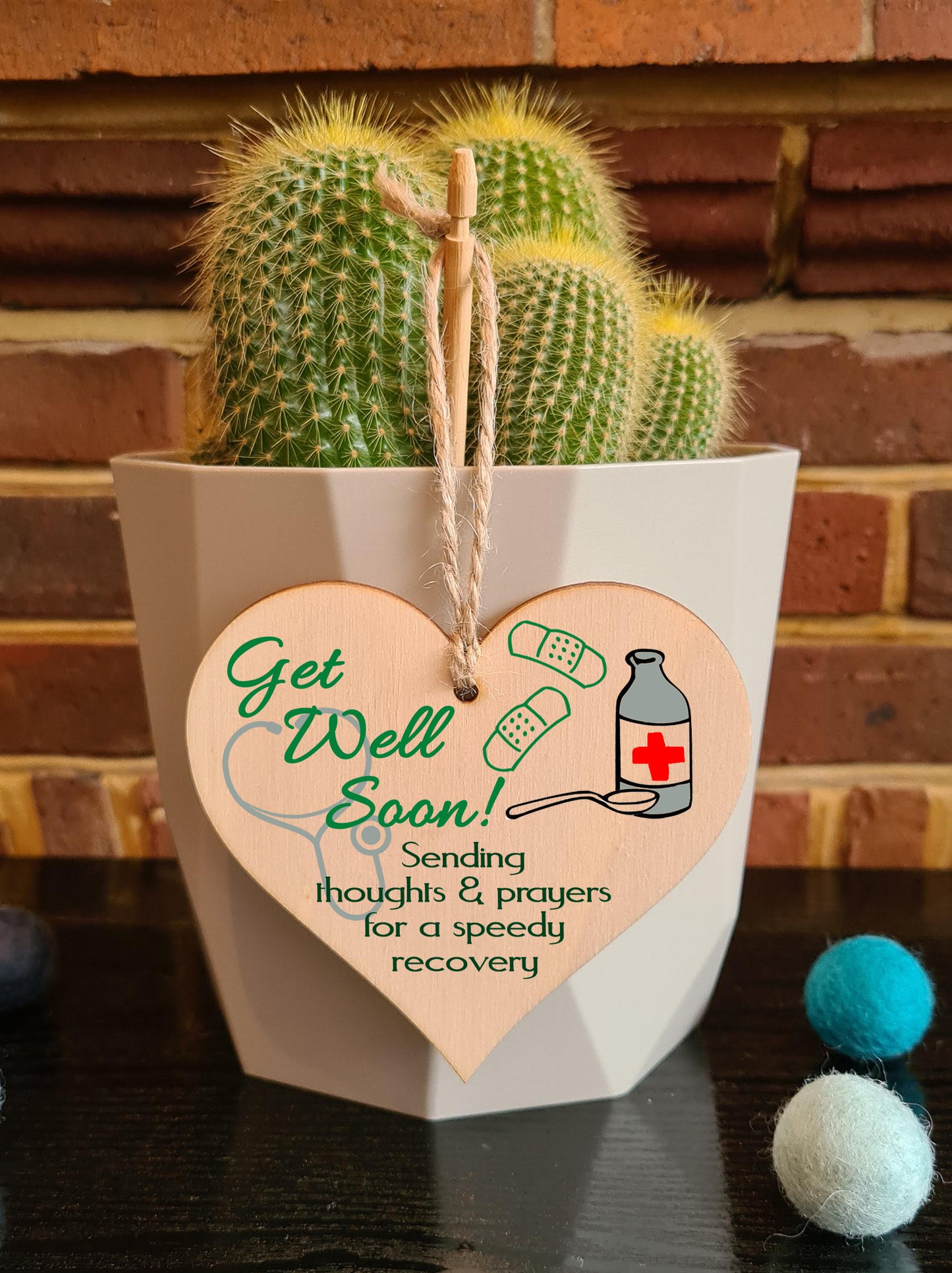 Handmade Wooden Hanging Heart Plaque Gift Get Well Soon Sympathy Keepsake Card Alternative