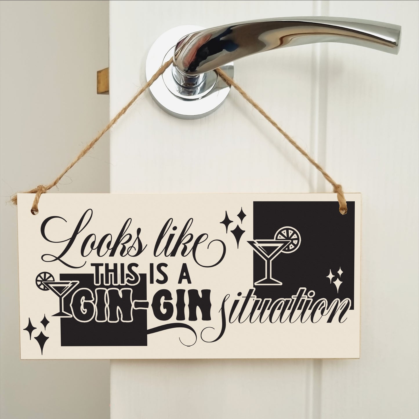 Gin Gin Situation Funny Novelty Handmade Wooden Plaque Gin Lover Retro Style Home Décor Hanging Sign Kitchen Bar Gift