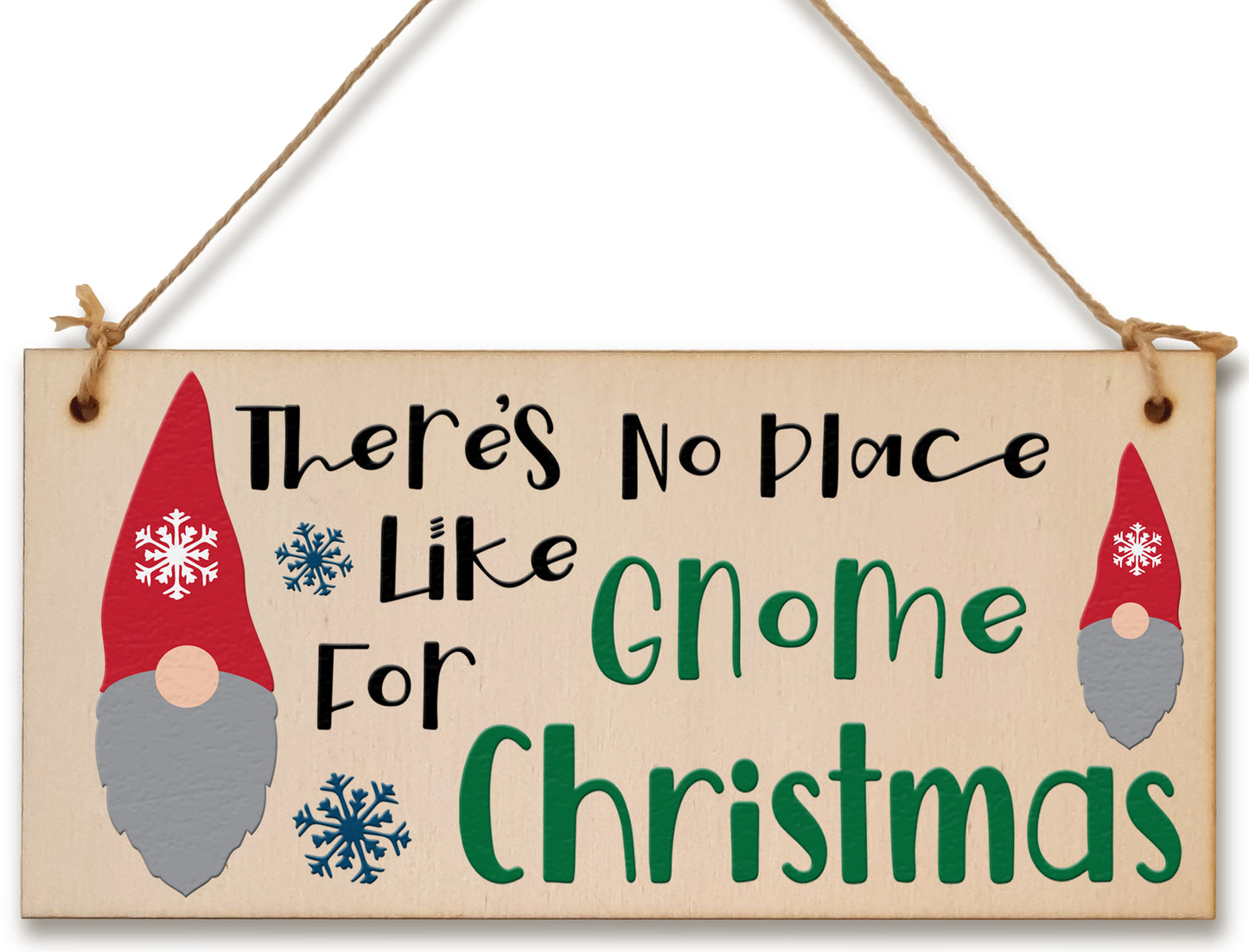 There is No Place Like Gnome at Christmas Fun Decorative Sign Handmade Wooden Hanging Wall Plaque Gift