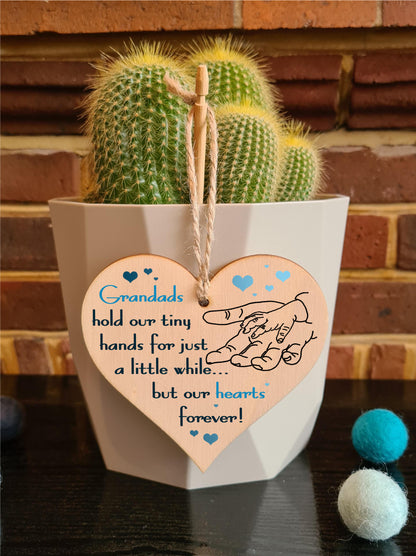 Handmade Wooden Hanging Heart Plaque Gift for Grandads from Kids Babies Thoughtful Keepsake