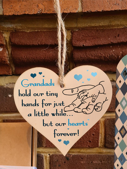 Handmade Wooden Hanging Heart Plaque Gift for Grandads from Kids Babies Thoughtful Keepsake