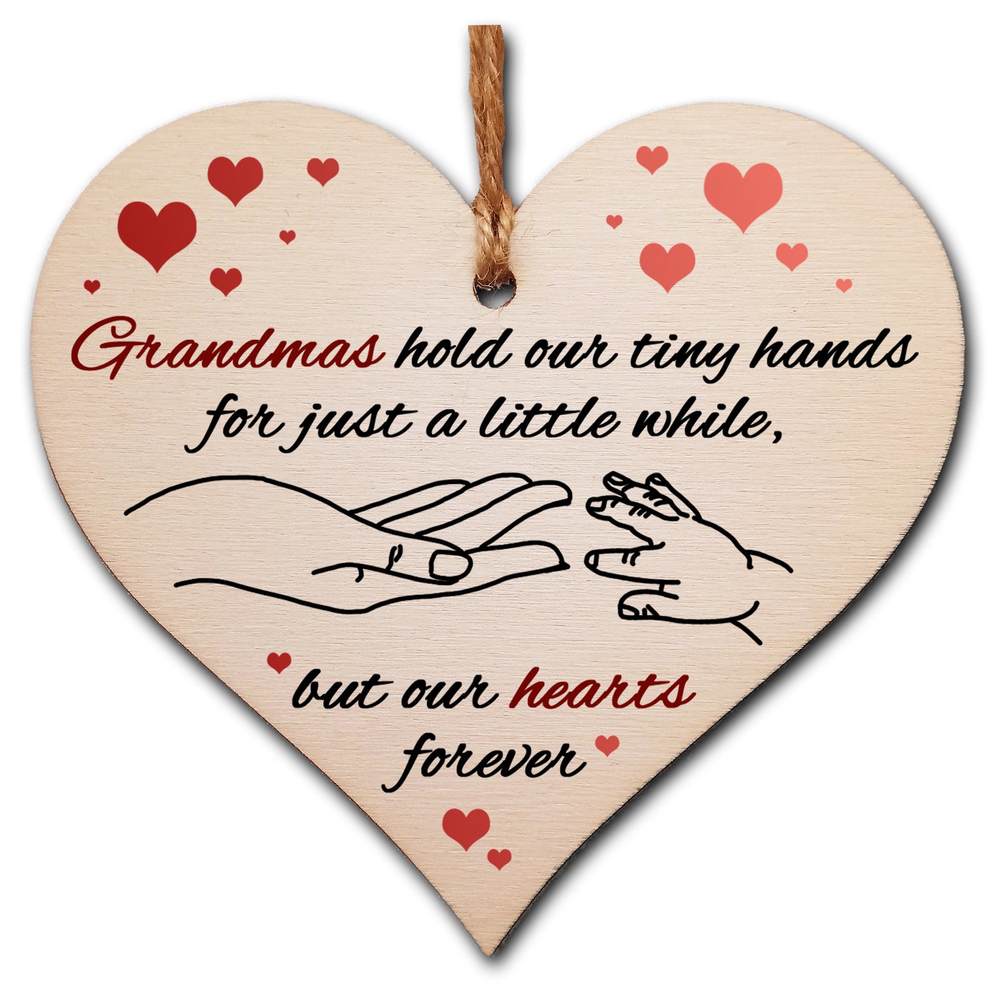 Handmade Wooden Hanging Heart Plaque Gift for Grandmas from Kids Babies Thoughtful Keepsake