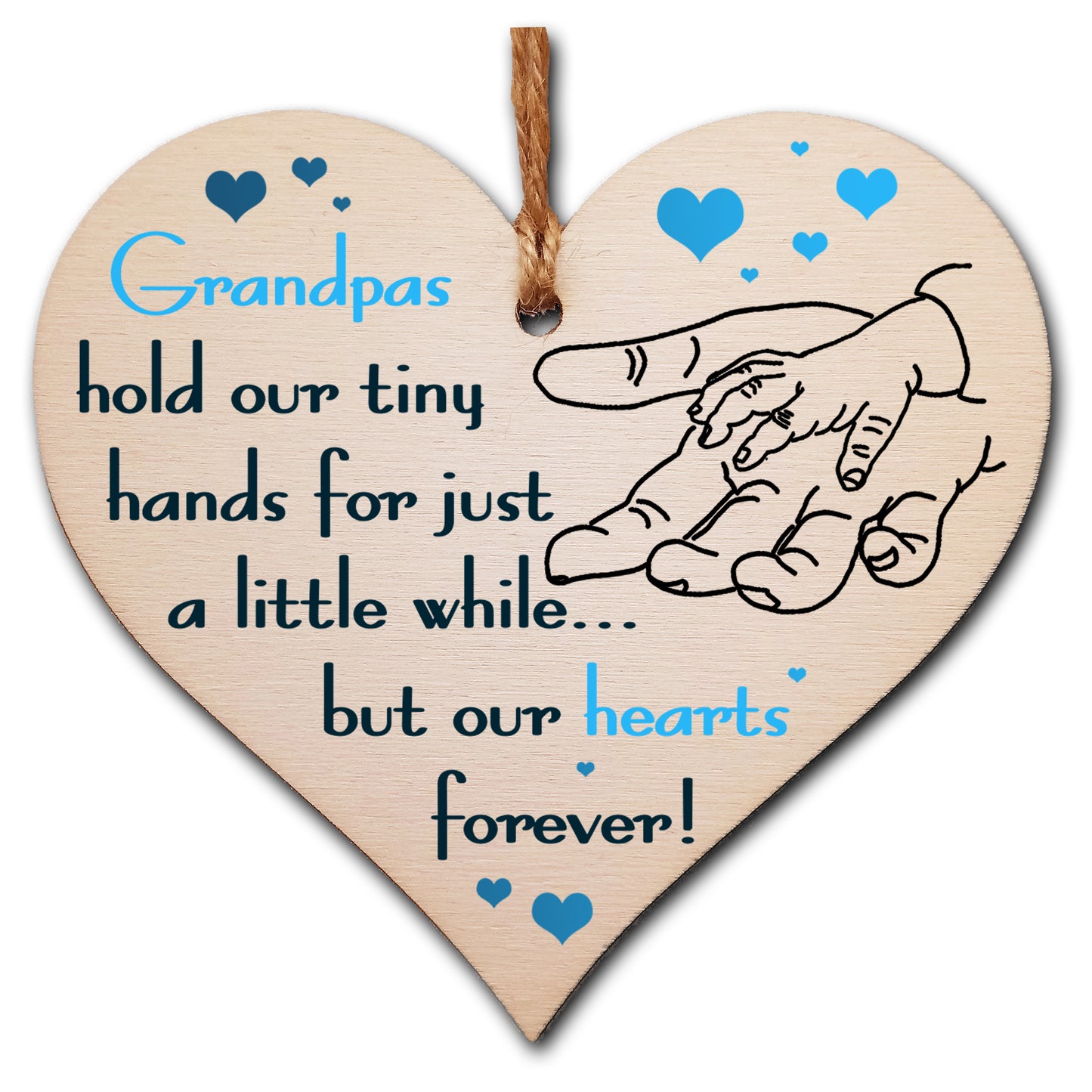 Handmade Wooden Hanging Heart Plaque Gift for Grandpas from Kids Babies Thoughtful Keepsake