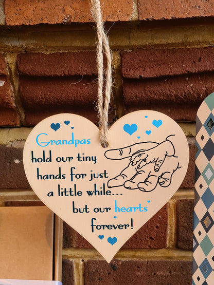 Handmade Wooden Hanging Heart Plaque Gift for Grandpas from Kids Babies Thoughtful Keepsake