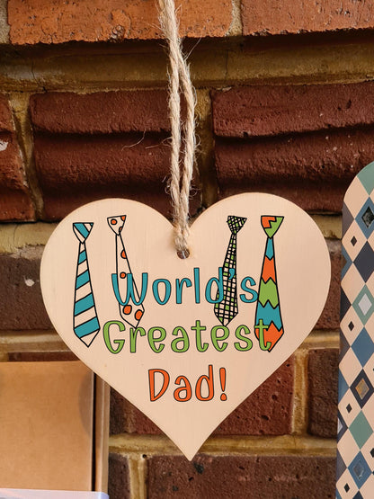 Handmade Wooden Hanging Heart Plaque Gift for Dad this Fathers Day Novelty Fun Thoughtful Keepsake