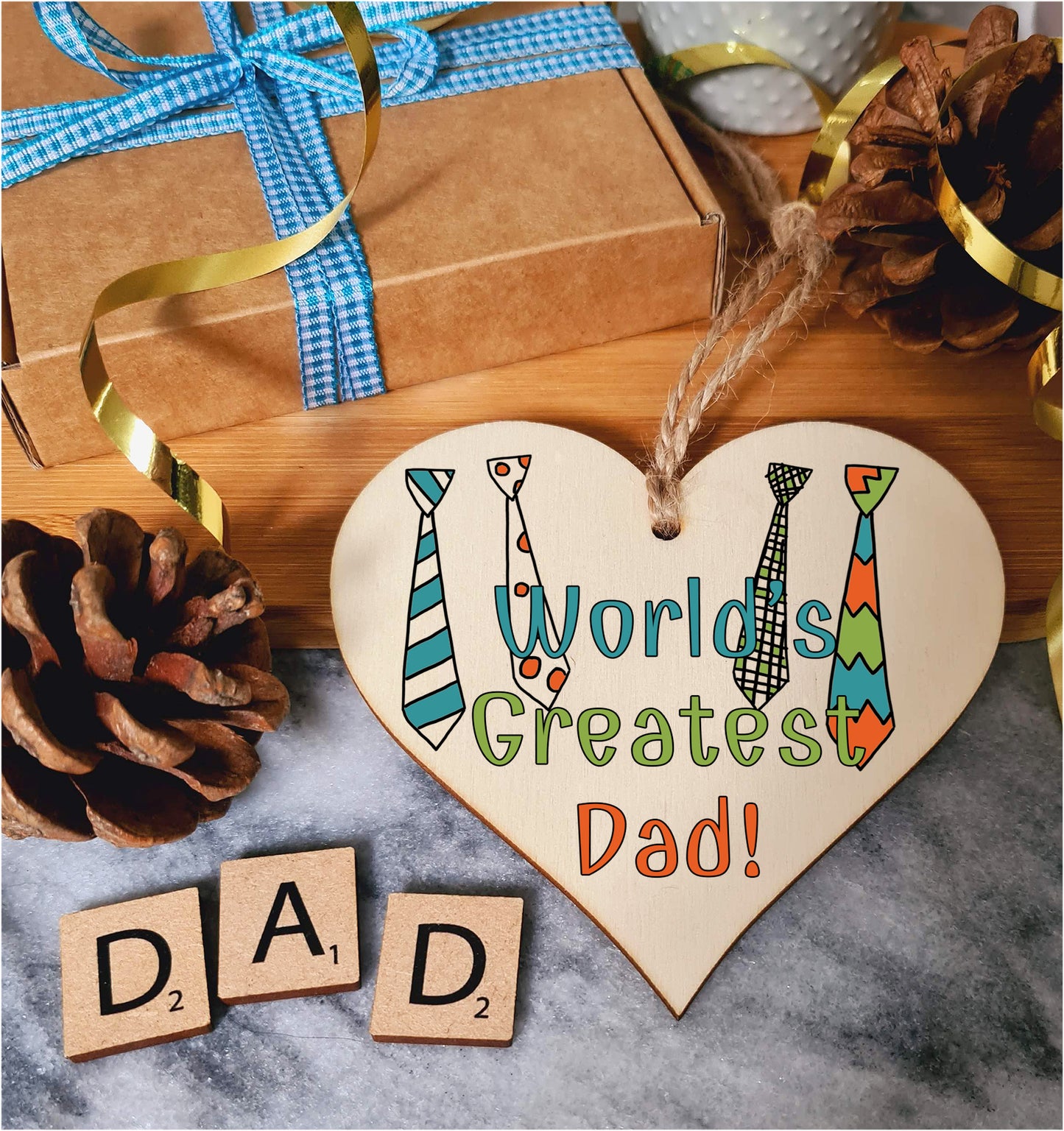 Handmade Wooden Hanging Heart Plaque Gift for Dad this Fathers Day Novelty Fun Thoughtful Keepsake