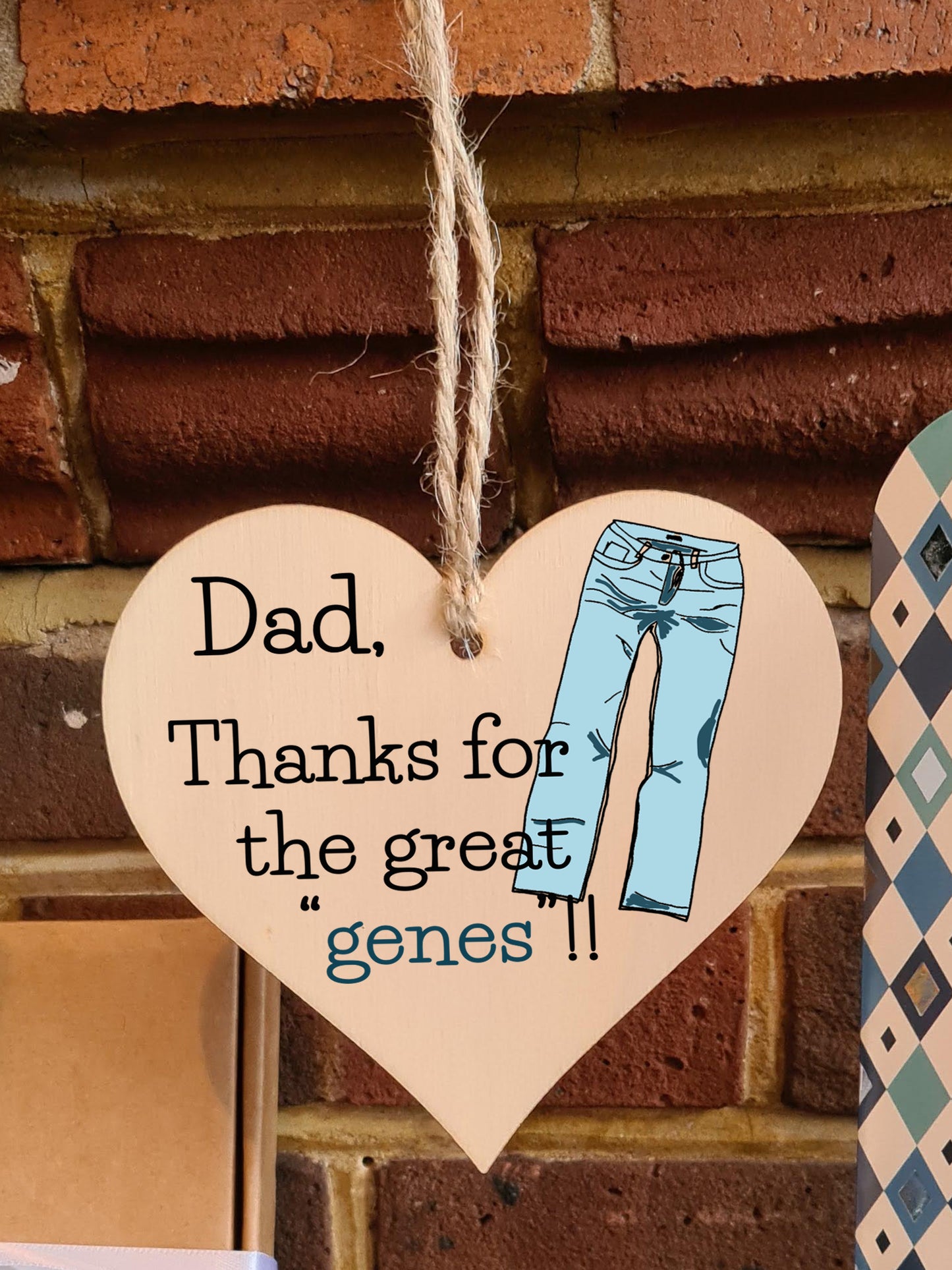 Handmade Wooden Hanging Heart Plaque Gift for Dad this Fathers Day Novelty Fun Keepsake