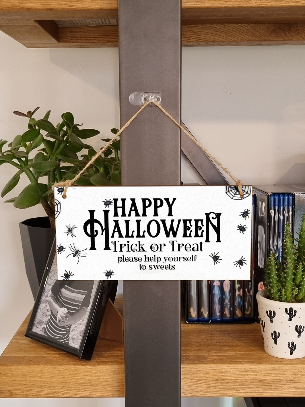 Treat or Treat Help Yourself to Sweets Happy Halloween Sign Handmade Wooden Hanging Wall Plaque Gift Hallway Home Décor