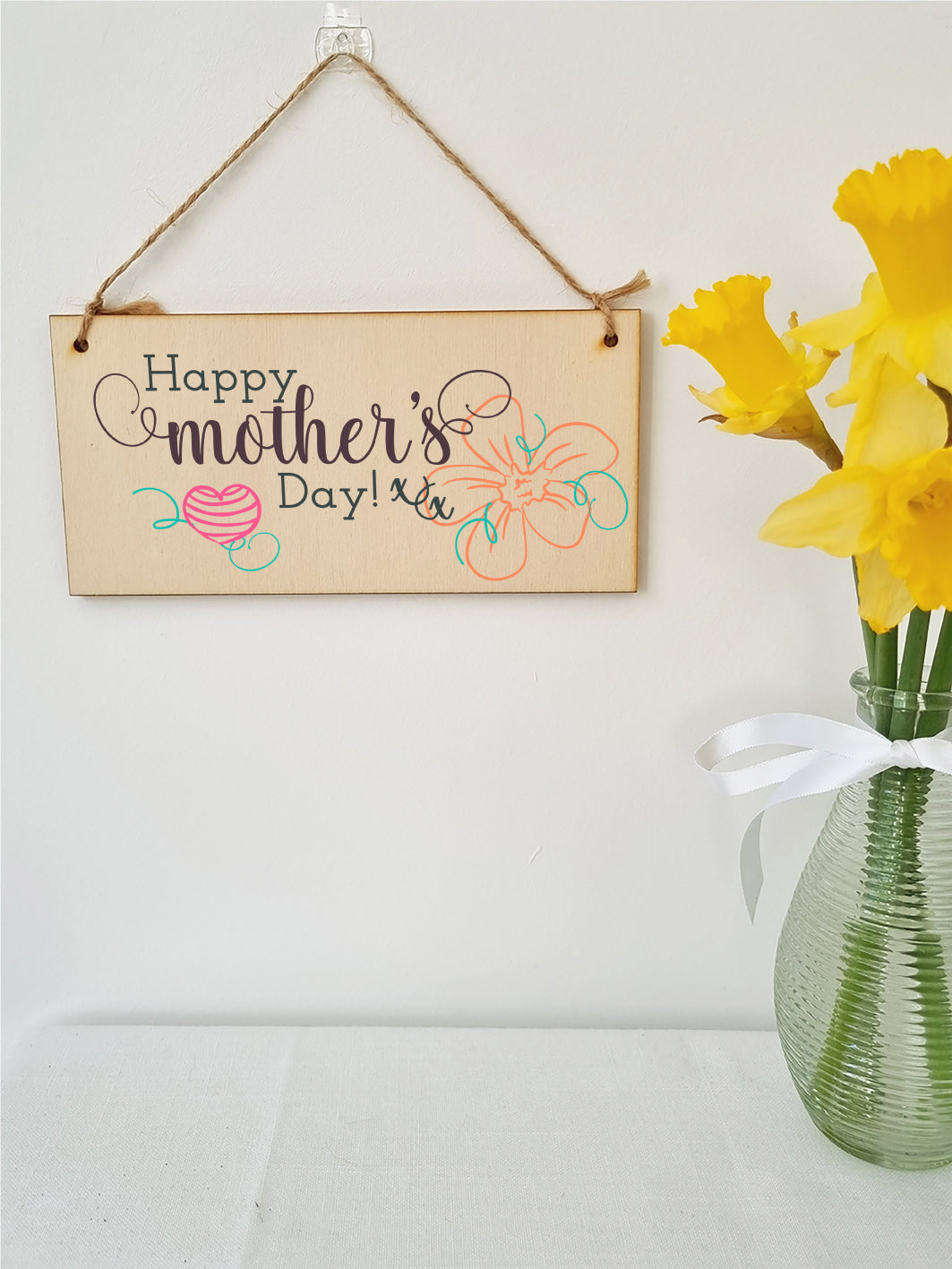 Handmade Wooden Hanging Wall Plaque Happy Mother's Day Floral Sentimental Gift Sign