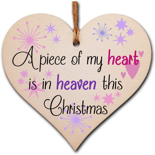 Handmade Christmas Hanging Wooden Heart Plaque Decoration Gift to Remember Lost Loved Ones festive bauble