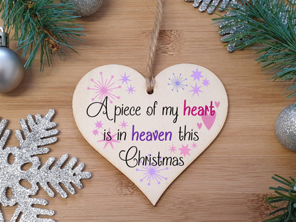 Handmade Christmas Hanging Wooden Heart Plaque Decoration Gift to Remember Lost Loved Ones festive bauble