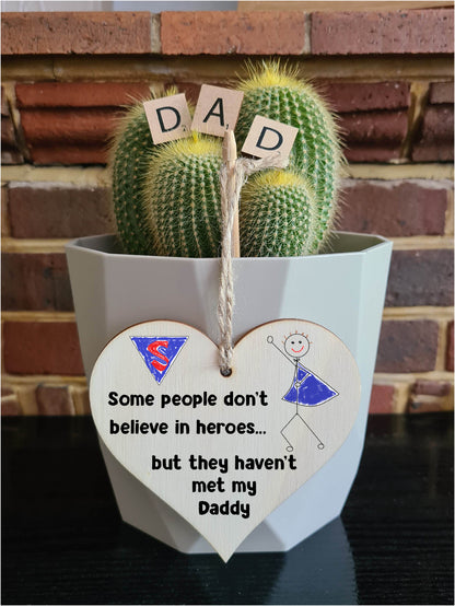 Handmade Wooden Hanging Heart Plaque Gift for Daddy Novelty Funny Keepsake