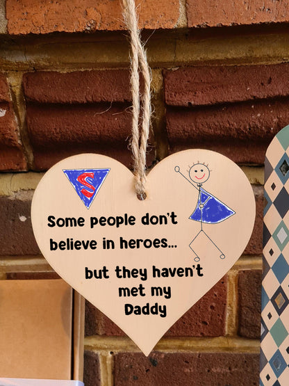 Handmade Wooden Hanging Heart Plaque Gift for Daddy Novelty Funny Keepsake