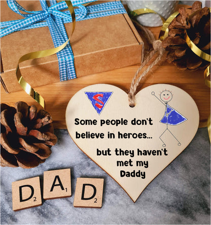 Handmade Wooden Hanging Heart Plaque Gift for Daddy Novelty Funny Keepsake