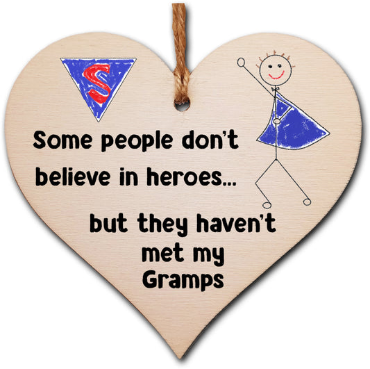 Handmade Wooden Hanging Heart Plaque Gift for Gramps Novelty Funny Keepsake