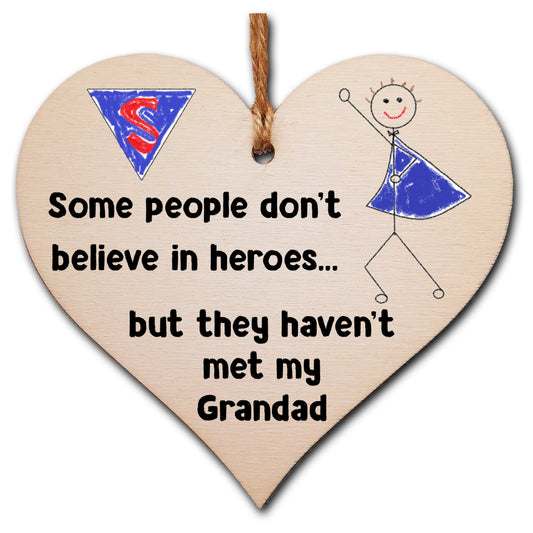 Handmade Wooden Hanging Heart Plaque Gift for Grandad Novelty Funny Keepsake