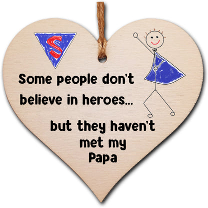 Handmade Wooden Hanging Heart Plaque Gift for Papa Novelty Funny Keepsake