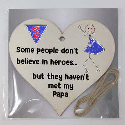 Handmade Wooden Hanging Heart Plaque Gift for Papa Novelty Funny Keepsake