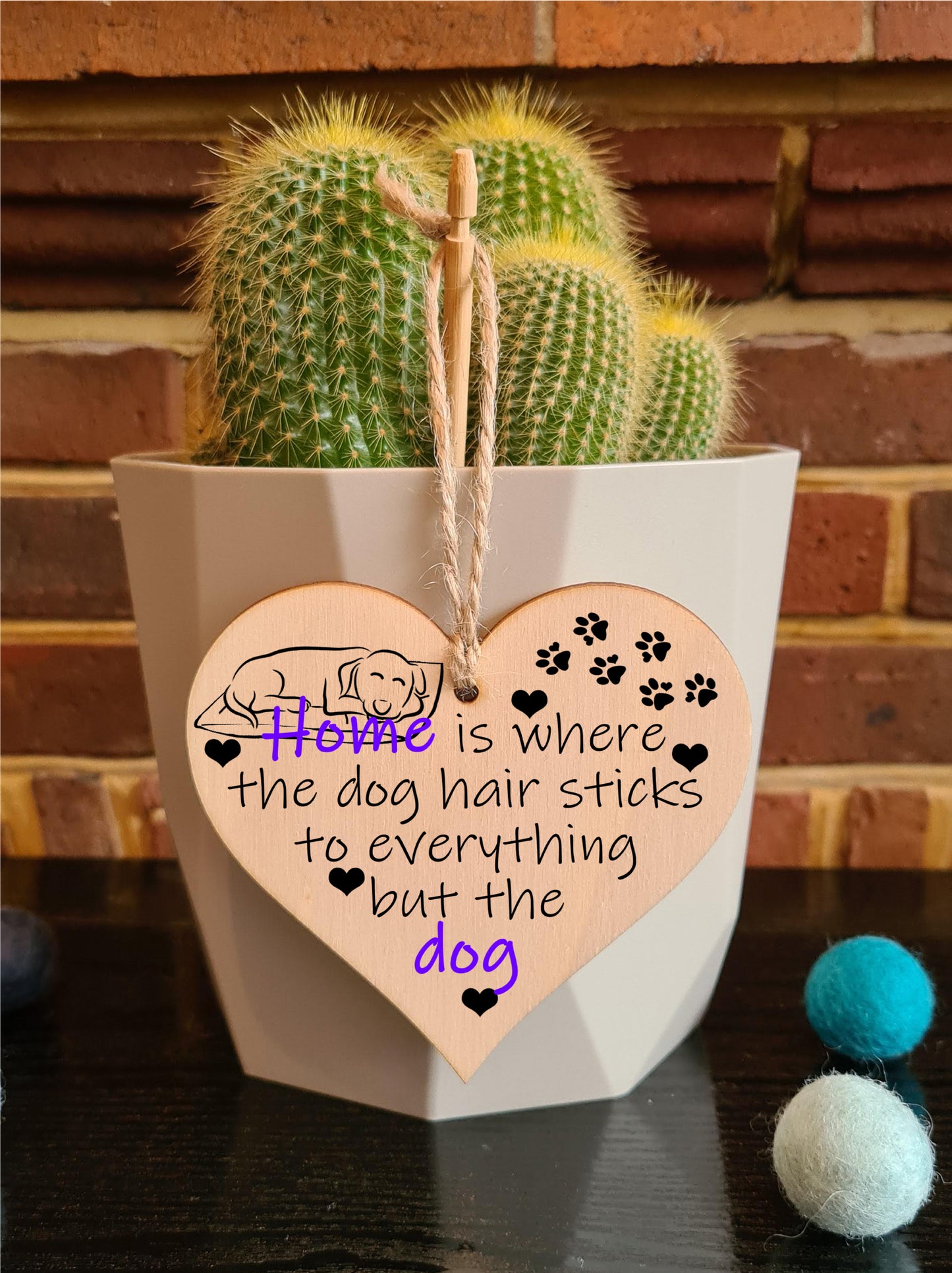 Handmade Wooden Hanging Heart Plaque Gift for Dog Lovers Novelty Funny Keepsake