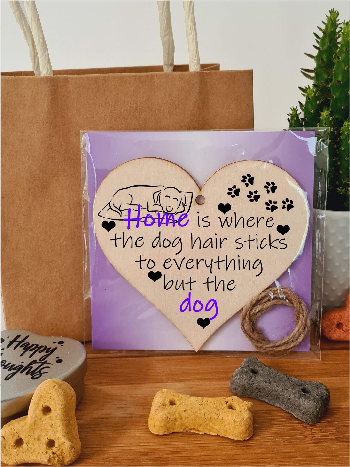 Handmade Wooden Hanging Heart Plaque Gift for Dog Lovers Novelty Funny Keepsake