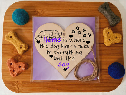 Handmade Wooden Hanging Heart Plaque Gift for Dog Lovers Novelty Funny Keepsake