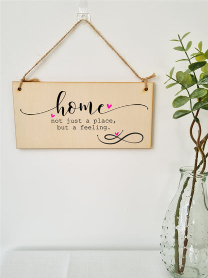 Handmade Wooden Hanging Wall Plaque Home is Not Just a Place But a Feeling Decorative Sentimental Sign Family