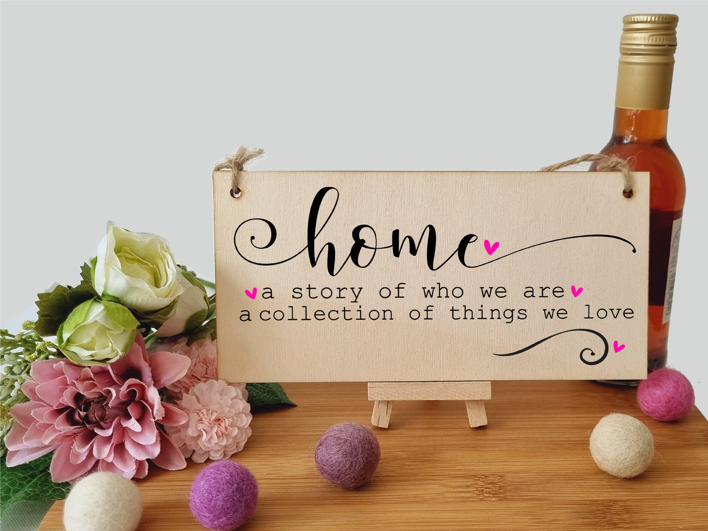 Handmade Wooden Hanging Wall Plaque Home a Story of Who We Are Things We Love Decorative Sentimental Sign Family