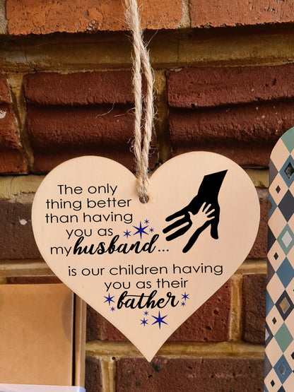 Handmade Wooden Hanging Heart Plaque Gift for Dad this Fathers Day Thoughtful Keepsake