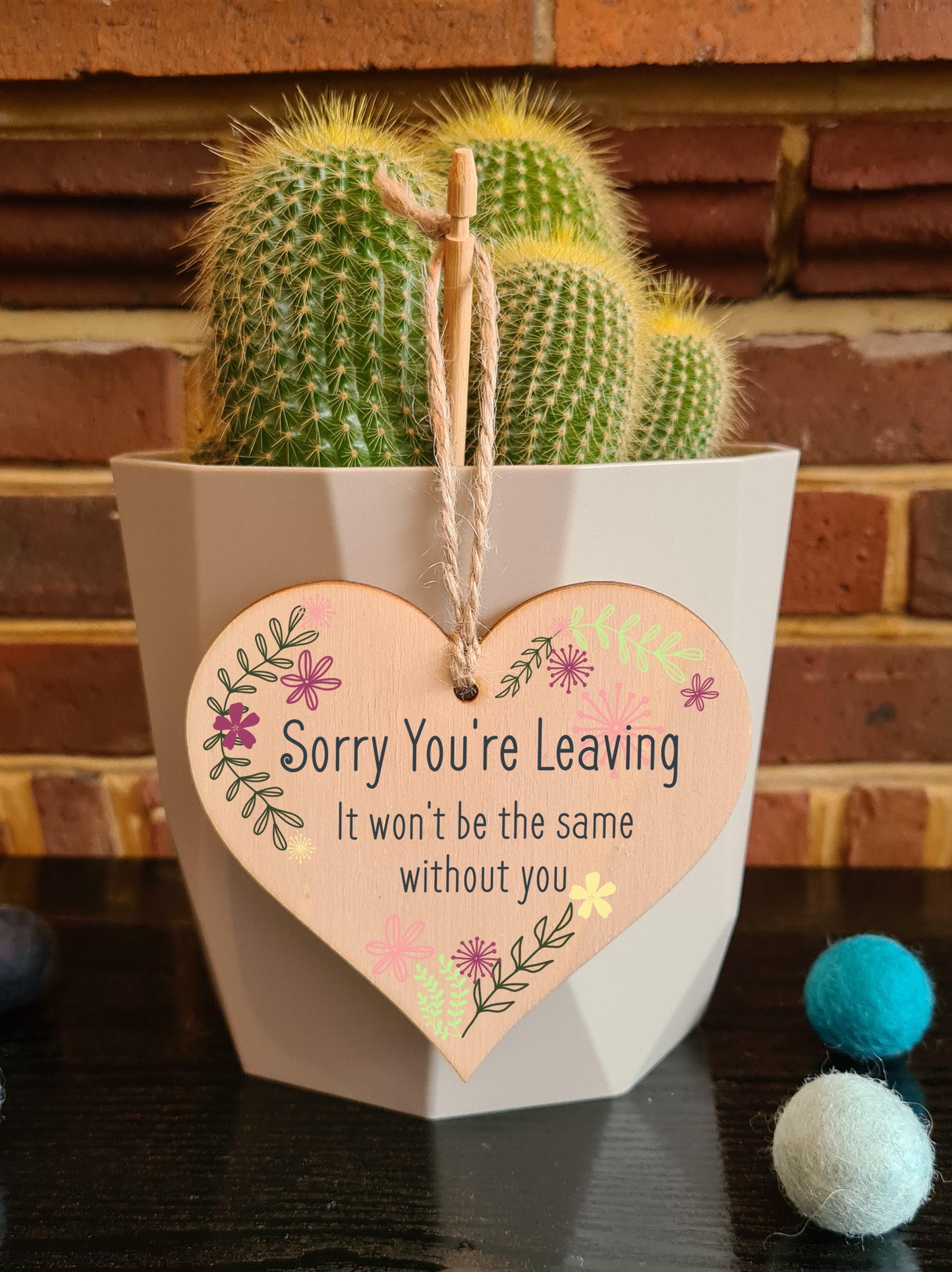 Handmade Wooden Hanging Heart Plaque Gift Sorry Youre Leaving Not the Same Leaving Retirement Present Colleague Card Alternative