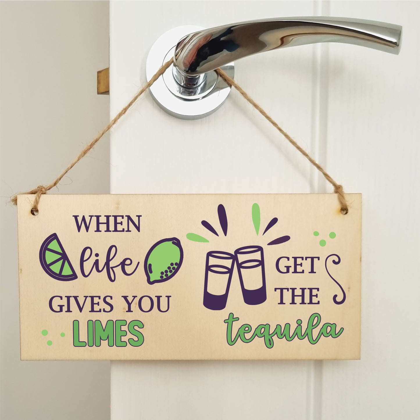 Handmade Wooden Hanging Wall Plaque When Life Gives You Limes Tequila Funny Novelty Alcohol Sign Home Bar