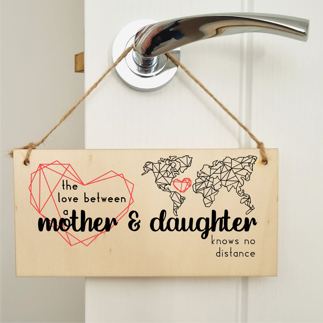 Handmade Wooden Hanging Wall Plaque Love Between Mother and Daughter Knows No Distance Mum Gift Sign Mother's Days