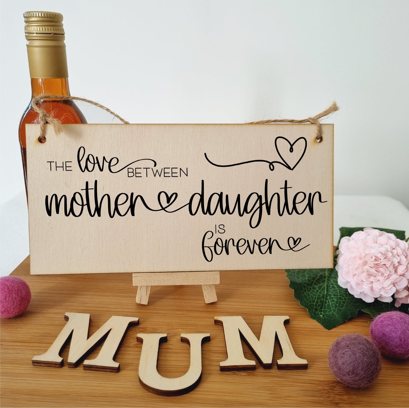 Handmade Wooden Hanging Wall Plaque Love Between Mother and Daughter is Forever Mum Gift Sign Mother's Days