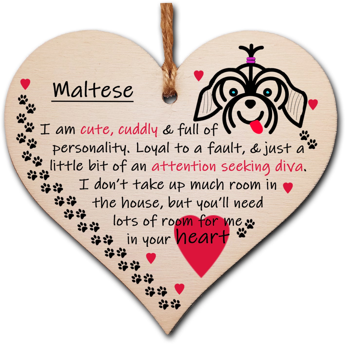 Handmade Wooden Hanging Heart Plaque Gift Perfect for Dog Lovers Pet Keepsake Novelty Decoration