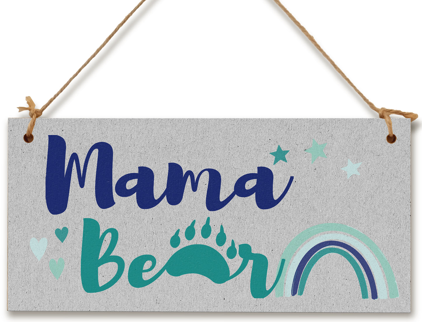 Handmade Wooden Hanging Wall Plaque Mama Bear Fun Boho Chic Gift Sign for Mum Mother's Day