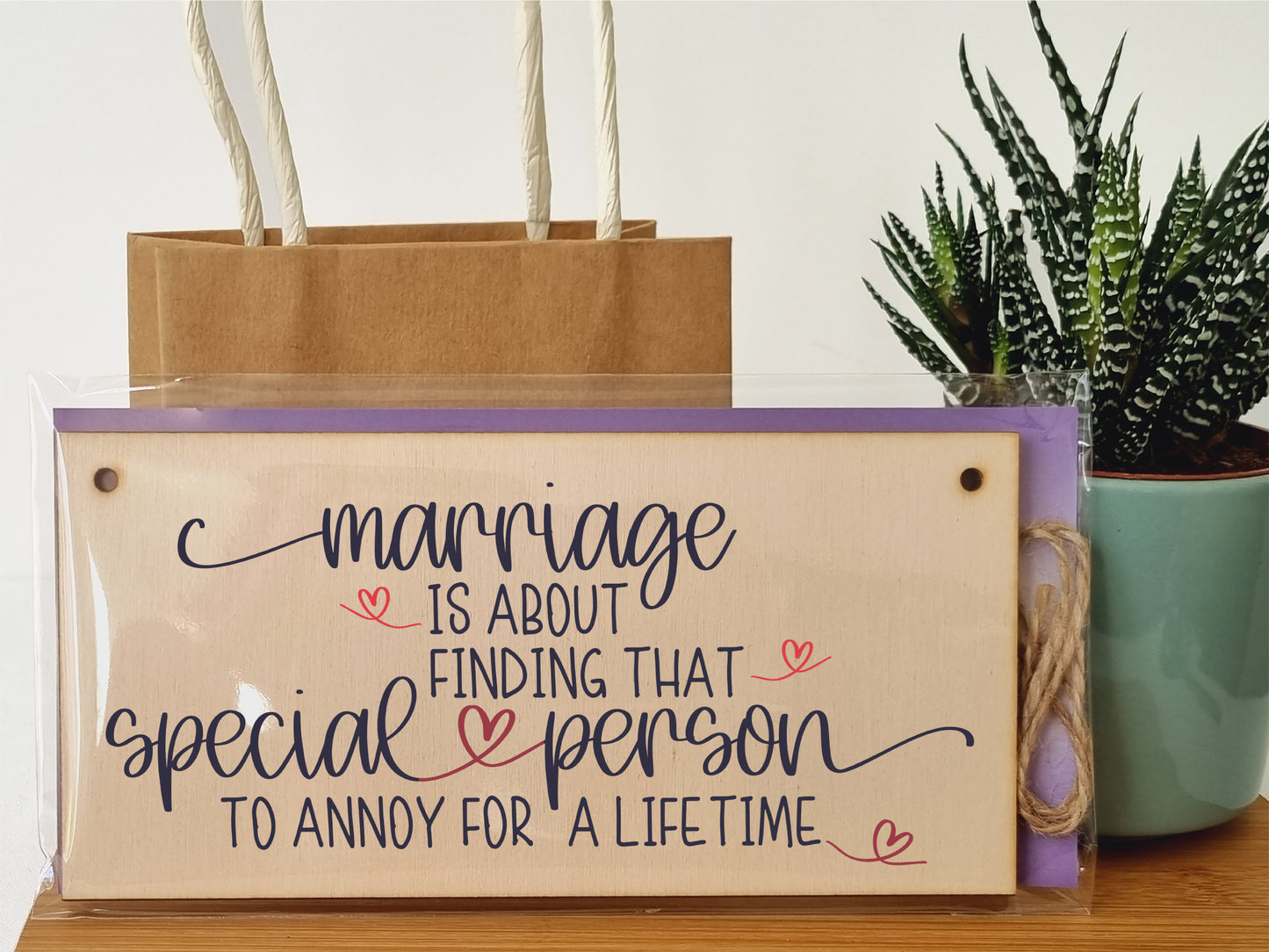 Handmade Wooden Hanging Wall Plaque Happy Marriage Special Person Annoy Lifetime Decorative Sign Wedding Gift