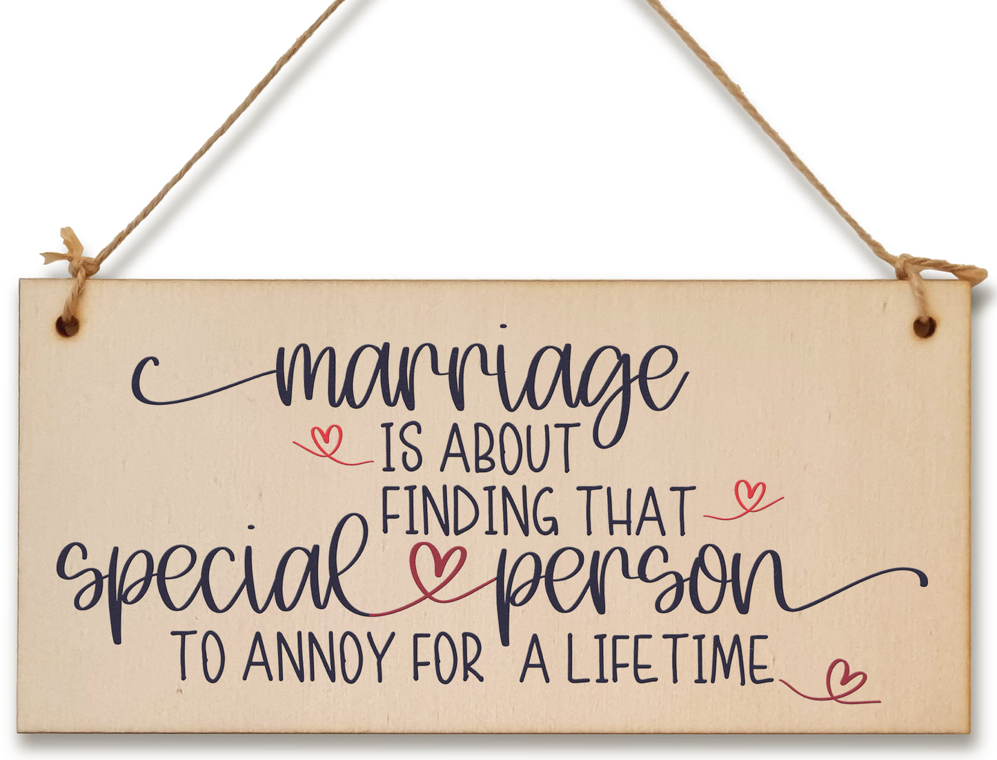 Handmade Wooden Hanging Wall Plaque Happy Marriage Special Person Annoy Lifetime Decorative Sign Wedding Gift