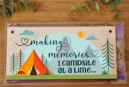 Handmade Wooden Hanging Wall Plaque Making Memories 1 Campsite at a Time Adventure Sign for Caravan Tent Camper