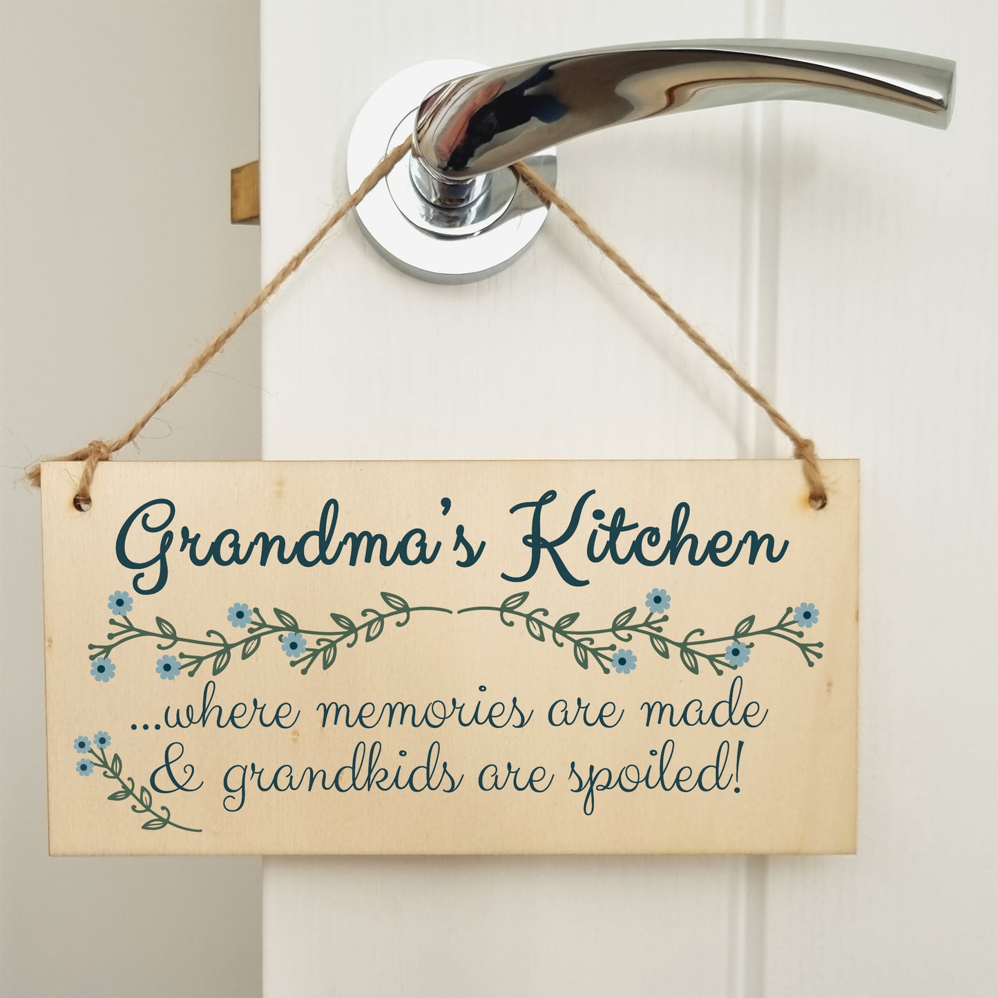 Handmade Wooden Hanging Wall Plaque Grandmas Kitchen Memories Made Grandkids Spoiled Gift for Grandparents