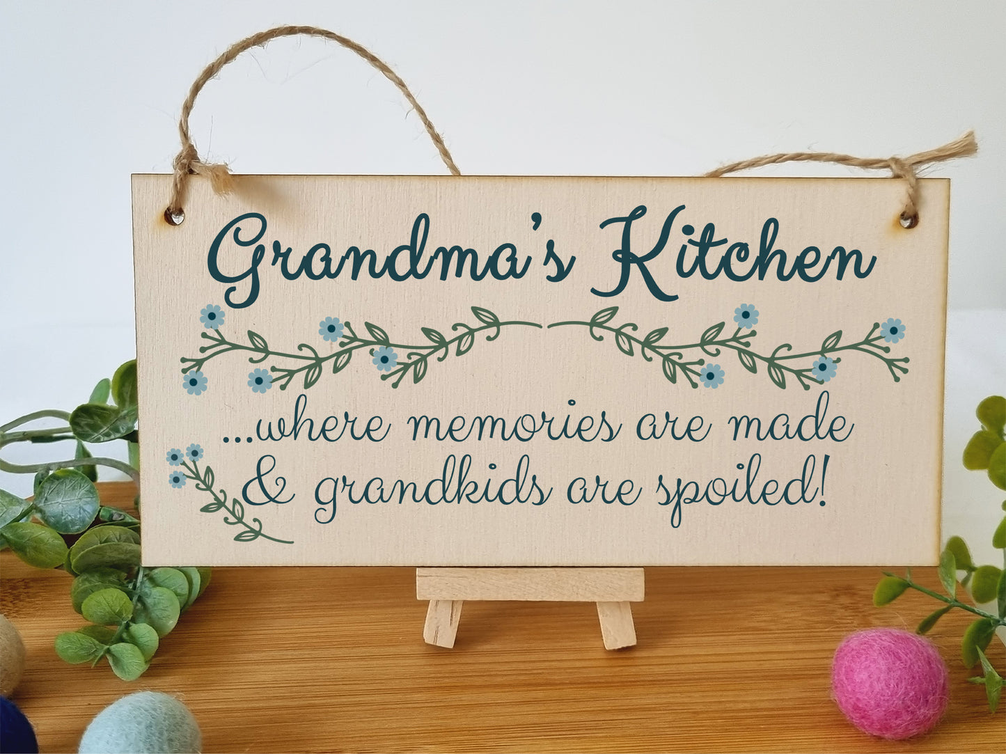 Handmade Wooden Hanging Wall Plaque Grandmas Kitchen Memories Made Grandkids Spoiled Gift for Grandparents