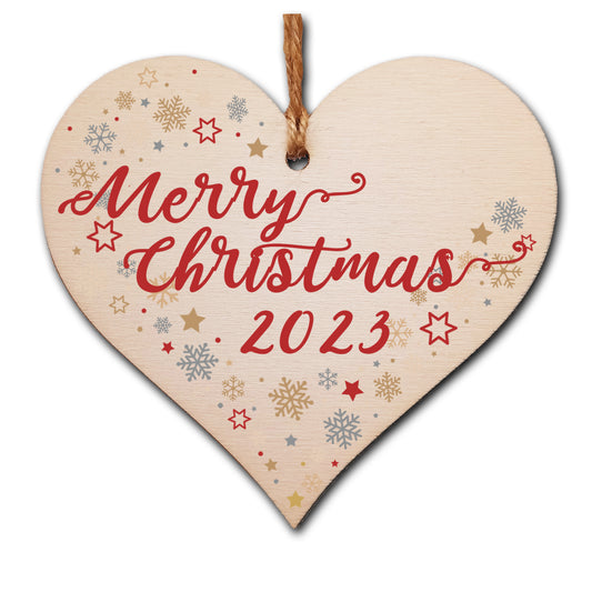 Handmade Christmas Hanging Wooden Heart Plaque Decoration Gift to wish someone special a merry xmas festive bauble