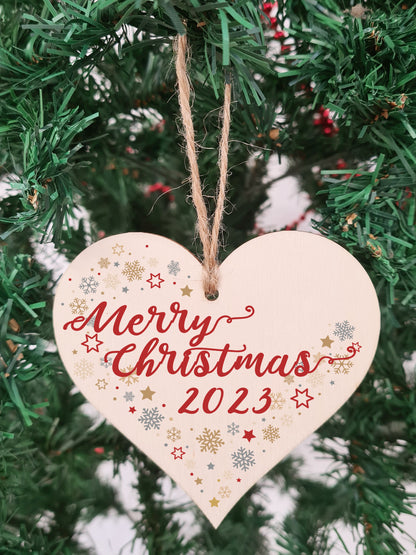 Handmade Christmas Hanging Wooden Heart Plaque Decoration Gift to wish someone special a merry xmas festive bauble