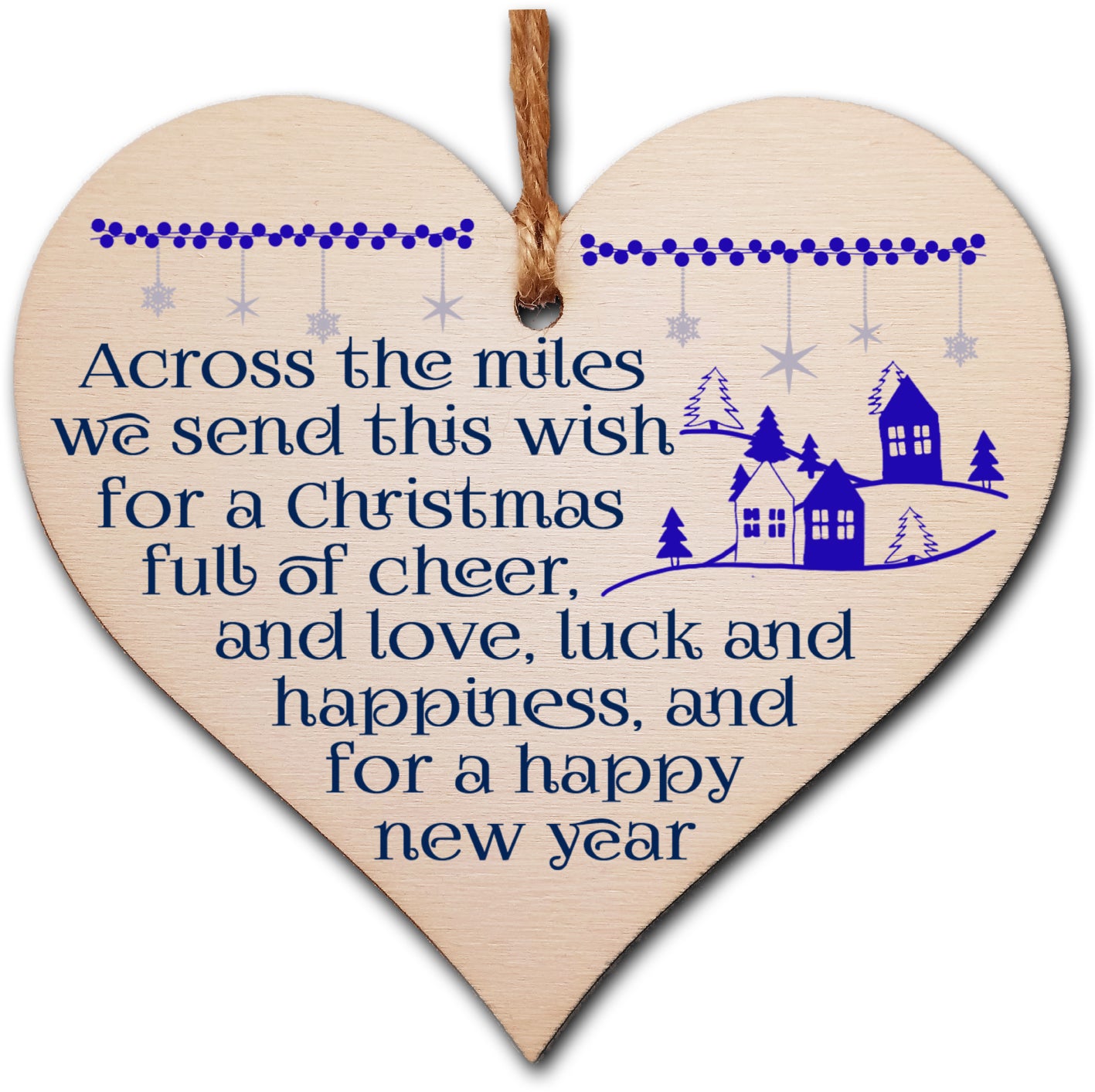 Handmade Christmas Hanging Wooden Heart Plaque Decoration Gift Across the miles sending festive cheer to wish faraway friends a merry xmas festive bauble