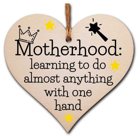 Handmade Wooden Hanging Heart Plaque Gift for Mum Funny Gift about Motherhood