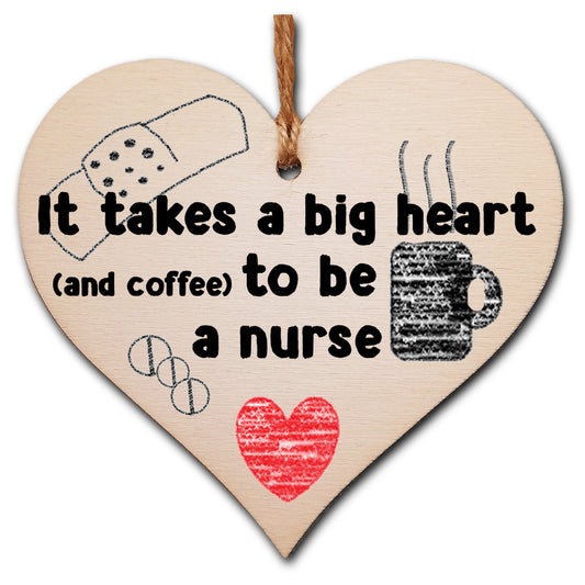 Handmade Wooden Hanging Heart Plaque Gift for a Great Nurse Funny Thank You Keepsake