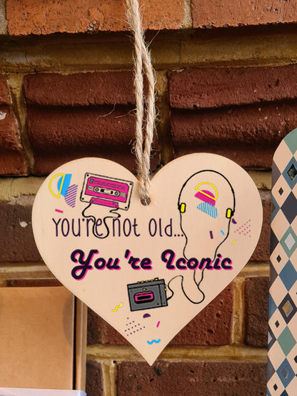 Handmade Wooden Hanging Heart Plaque Gift Not Old Retro 80s 90s Funny Birthday Card Alternative Wall Hanger Bottle Decoration