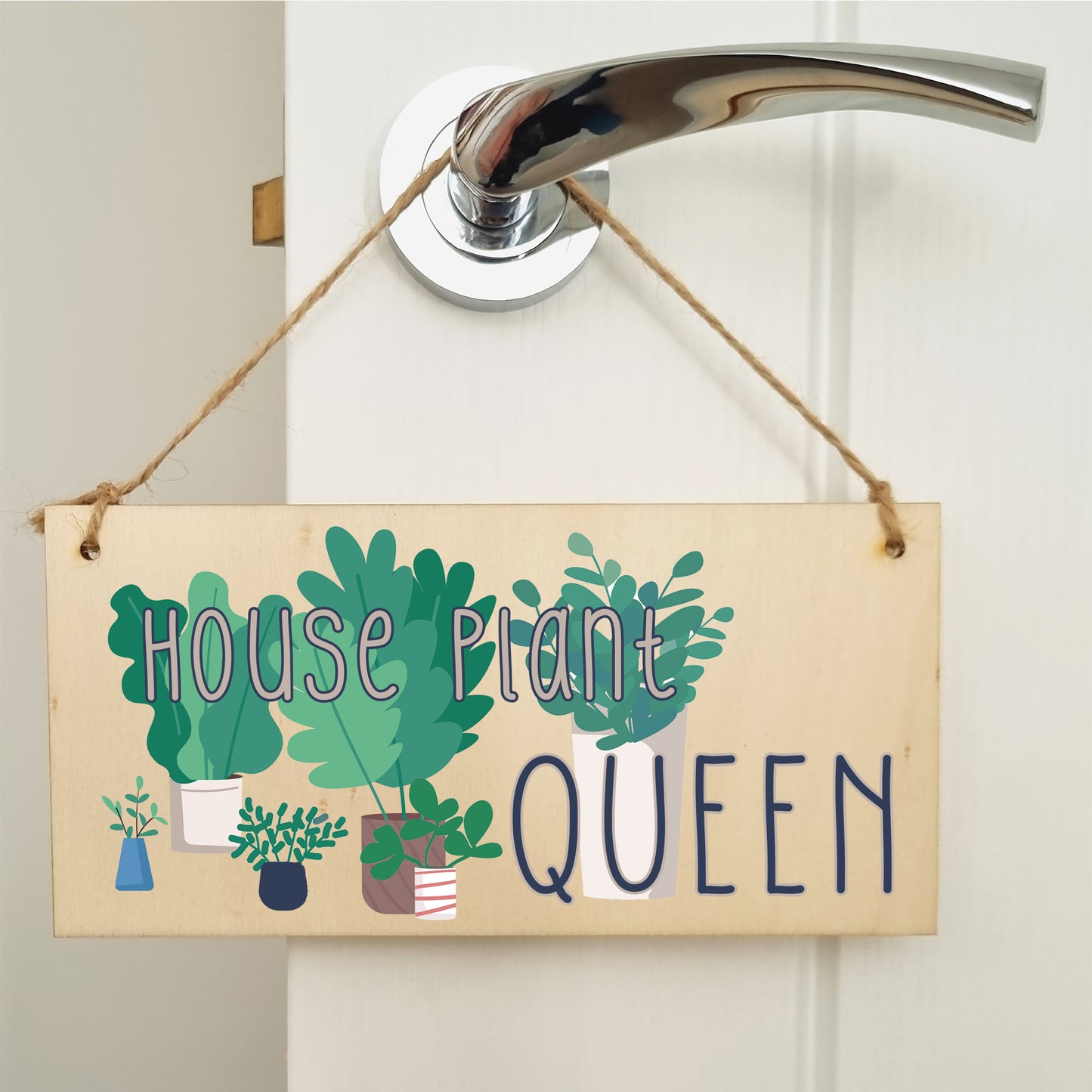 Handmade Wooden Hanging Wall Plaque House Plant Queen Funny House Plant Decorative Sign Friendship Mum Sister Gift