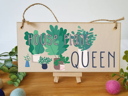 Handmade Wooden Hanging Wall Plaque House Plant Queen Funny House Plant Decorative Sign Friendship Mum Sister Gift