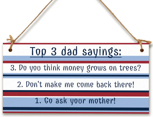 Handmade Wooden Hanging Wall Plaque Top 3 Dad Sayings Go Ask Your Mother Novelty Sign Father's Day Gift