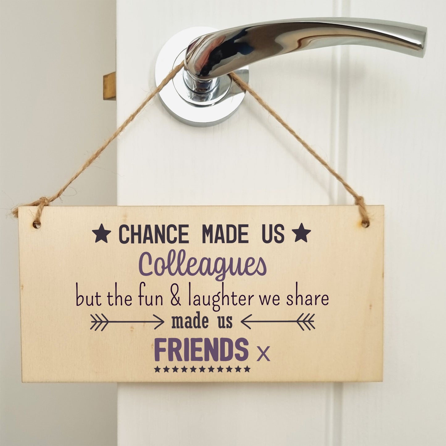 Handmade Wooden Hanging Wall Plaque Chance Made Us Colleagues Fun and Laughter Friends Workmate Leaving Gift